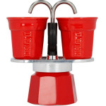 Bialetti Mini Express Coffee Machine Red 2tz + 2 cups