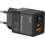 Powertech ��������� ������ �� �����, USB/USB-C, 35W, GaN, ������ - (PT-1499)