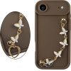 Volte-Tel ���� Iphone 17 Air 6.9'' Silicon Tpu With Strap Full Camera Protection Brown With White BUTTERFLIES