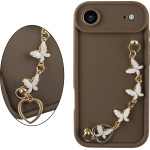 Volte-Tel ���� Iphone 17 Air 6.9'' Silicon Tpu With Strap Full Camera Protection Brown With White BUTTERFLIES