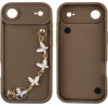 Volte-Tel ���� Iphone 17 Air 6.9'' Silicon Tpu With Strap Full Camera Protection Brown With White BUTTERFLIES