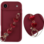 Volte-Tel ���� Iphone 17 Air 6.9'' Silicon Tpu With Strap Full Camera Protection Burgundy With Red HEARTS