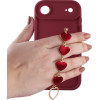 Volte-Tel ���� Iphone 17 Air 6.9'' Silicon Tpu With Strap Full Camera Protection Burgundy With Red HEARTS