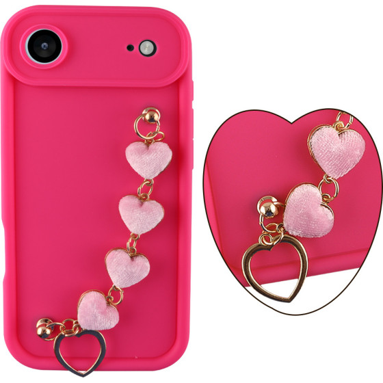 Volte-Tel ���� Iphone 17 Air 6.9'' Silicon Tpu With Strap Full Camera Protection Pink With Pink HEARTS