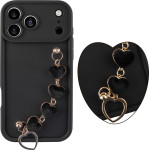 Volte-Tel ���� Iphone 17 Pro Max 6.9'' Silicon Tpu With Strap Full Camera Protection Black With Black HEARTS