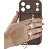 Volte-Tel ���� Iphone 17 Pro Max 6.9'' Silicon Tpu With Strap Full Camera Protection Brown With White BUTTERFLIES