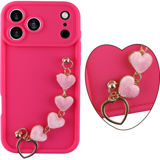 Volte-Tel ���� Iphone 17 Pro Max 6.9'' Silicon Tpu With Strap Full Camera Protection Pink With Pink HEARTS