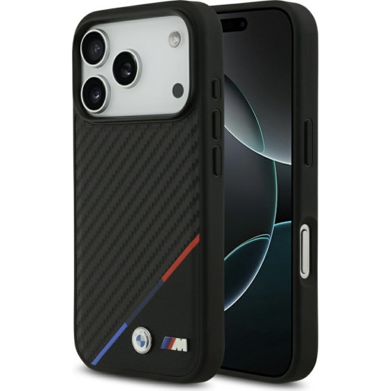 BMW Case M Carbon Tricolor Line Magsafe For Iphone 17 Pro Black - (BMHMP17L23PUDTK)