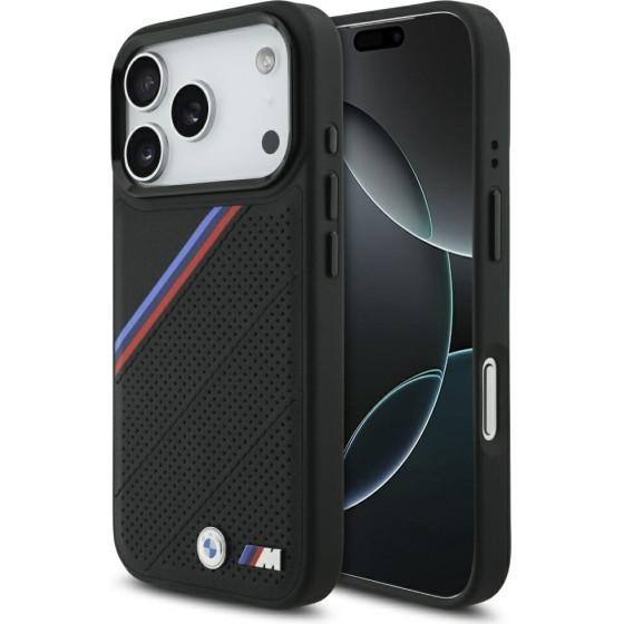 BMW Etui M Tricolor Metal Logo Magsafe Do Iphone 17 Pro Czarny - (BMHMP17L25PCSPEK)