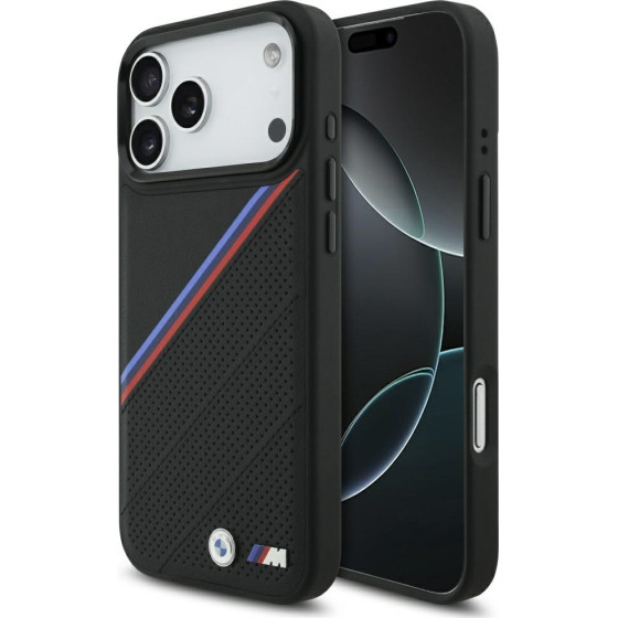 BMW Etui M Tricolor Metal Logo Magsafe Do Iphone 17 Pro Max Czarny - (BMHMP17X25PCSPEK)