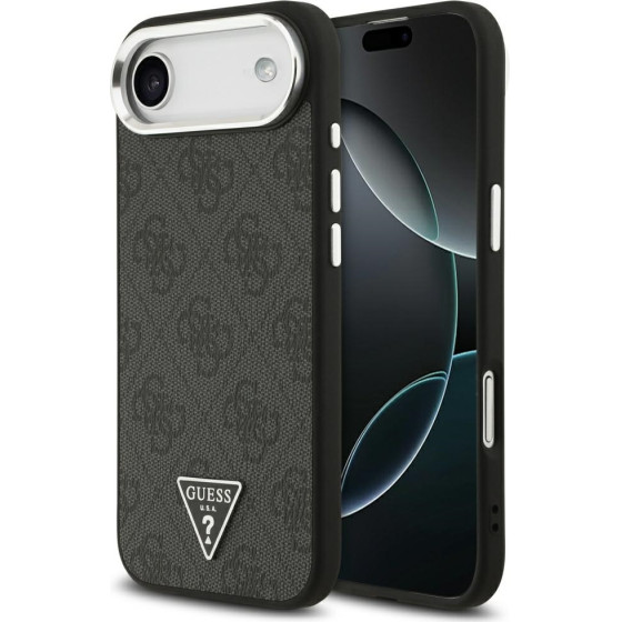 Guess Case 4G Triangle Logo Magsafe For Iphone 17 Air Black Silver - (GUHMP17MP4TSRCMK)
