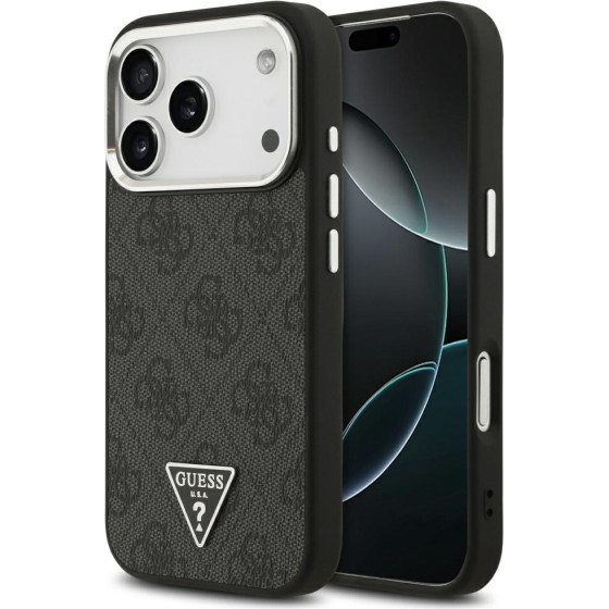 Guess Case 4G Triangle Logo Magsafe For Iphone 17 Pro Black Silver - (GUHMP17LP4TSRCMK)
