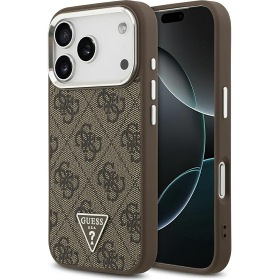 Guess Case 4G Triangle Logo Magsafe For Iphone 17 Pro Brown - (GUHMP17LP4TSRCMW)