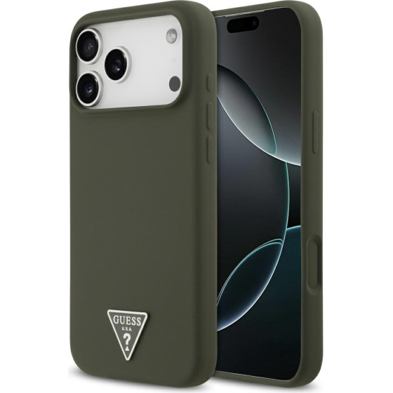 Guess Case Silicone Triangle Logo Magsafe For Iphone 17 Pro Max Khaki - (GUHMP17XSCTRLMA)