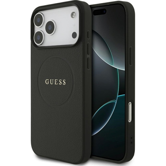 Guess Grained Ring Magsafe Case For Iphone 17 Pro Max Black - (GUHMP17XPGHSMMK)