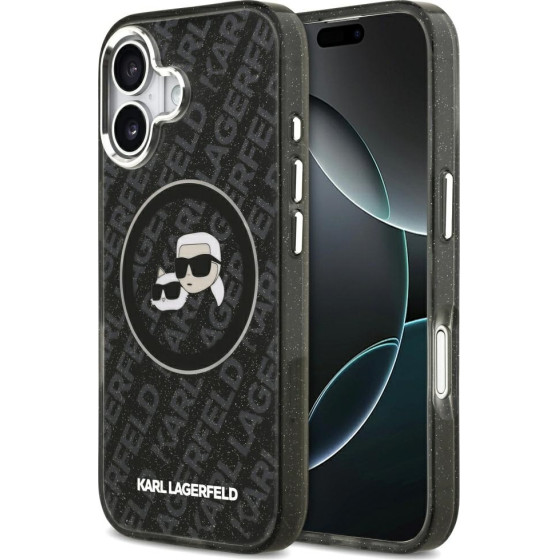 Karl Lagerfeld Case Iml Glitter Karl & Choupette Heads Logo Magsafe For Iphone 17 Black - (KLHMP17SHMKBKCHOK)