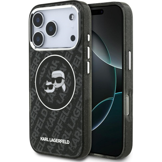 Karl Lagerfeld Case Iml Glitter Karl & Choupette Heads Logo Magsafe For Iphone 17 Pro Black - (KLHMP17LHMKBKCHOK)