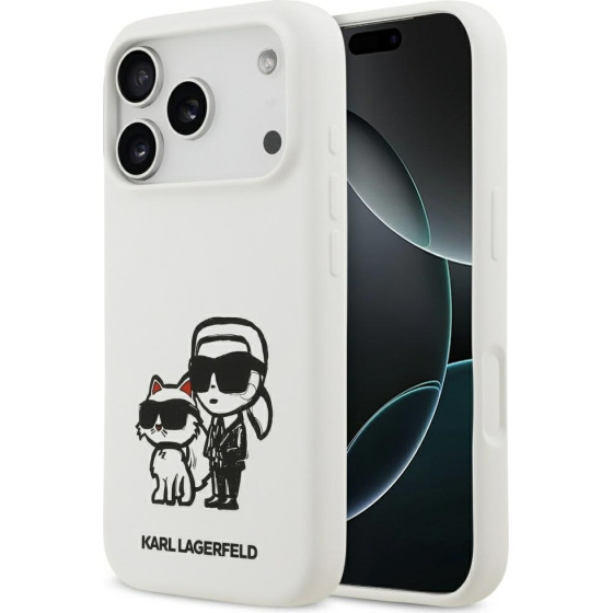 Karl Lagerfeld Case Silicone K&C Sketch & Logo Magsafe For Iphone 17 Pro White - (KLHMP17LSKCGRGOH)