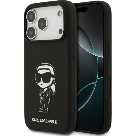 Karl Lagerfeld Case Silicone Karl Sketch & Logo Magsafe For Iphone 17 Pro Black - (KLHMP17LSKIGROK)