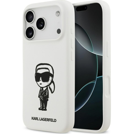 Karl Lagerfeld Case Silicone Karl Sketch & Logo Magsafe For Iphone 17 Pro White - (KLHMP17LSKIGROH)