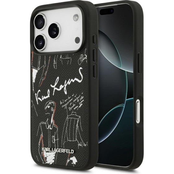 Karl Lagerfeld Etui Grained Pattern & Logo Magsafe Do Iphone 17 Pro Czarny - (KLHMP17LPGGRMPK)