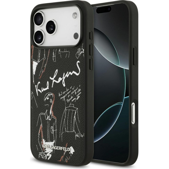 Karl Lagerfeld Etui Grained Pattern & Logo Magsafe Do Iphone 17 Pro Max Czarny - (KLHMP17XPGGRMPK)
