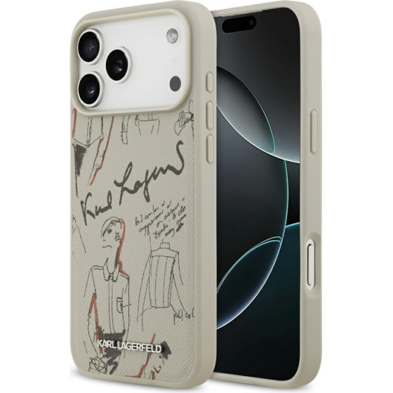 Karl Lagerfeld Etui Grained Pattern & Logo Magsafe Do Iphone 17 Pro Max Szary - (KLHMP17XPGGRMPKG)