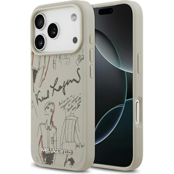 Karl Lagerfeld Etui Grained Pattern & Logo Magsafe Do Iphone 17 Pro Szary - (KLHMP17LPGGRMPKG)