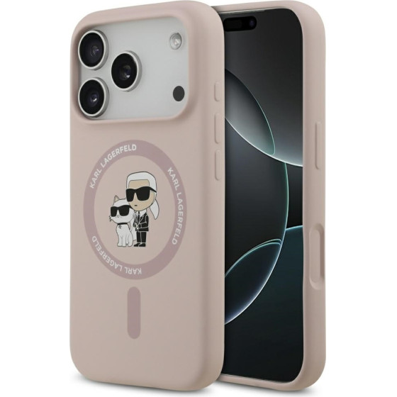 Karl Lagerfeld Silicone Karl&Choupette Ring Magsafe Case For Iphone 17 Pro Pink - (KLHMP17LSCMKCRHP)