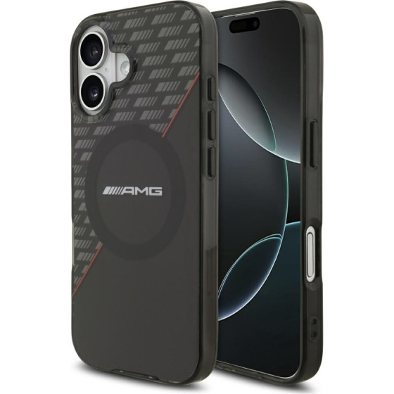 MERCEDES Case Amg Double Layer Transparent Rhombs Magsafe For Iphone 17 black-Red - (AMHMP17S24HRDKR)