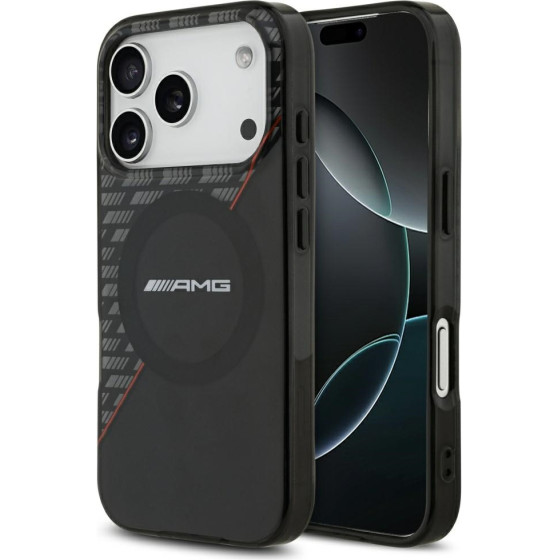MERCEDES Case Amg Double Layer Transparent Rhombs Magsafe For Iphone 17 Pro black-Red - (AMHMP17L24HRDKR)