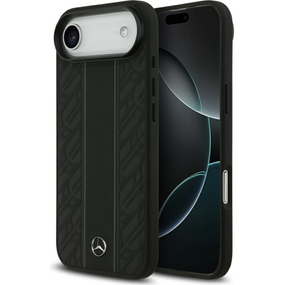 MERCEDES Case Leather Laurel Leaves Stripes Magsafe For Iphone 17 Air Black - (MEHMP17M25RLDLKH)