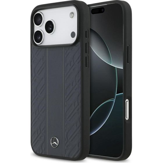 MERCEDES Case Leather Laurel Leaves Stripes Magsafe For Iphone 17 Pro Max Blue - (MEHMP17X25RLDLVB)