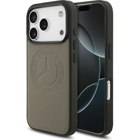 MERCEDES Case Leather Vintage Logo Magsafe For Iphone 17 Pro Taupe - (MEHMP17L25RICVLT)