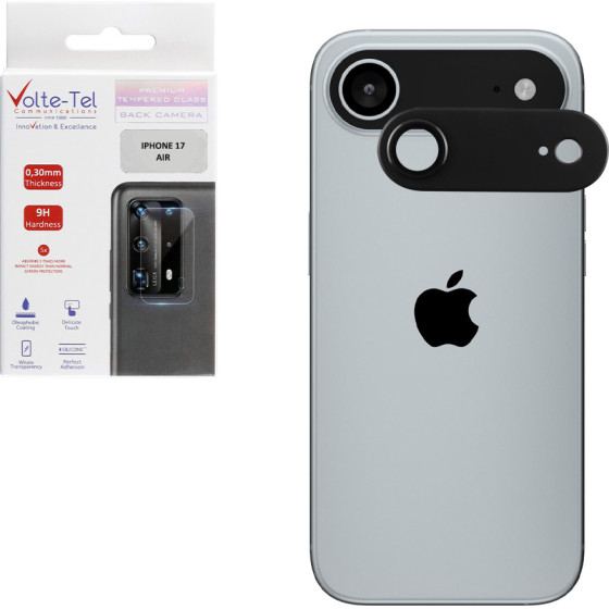 Volte-Tel Camera Glass Cover Iphone 17 Air 6.9'' 9H 0.30MM 3D Ar ALUMINIUM-Electroplating Frame BLACK