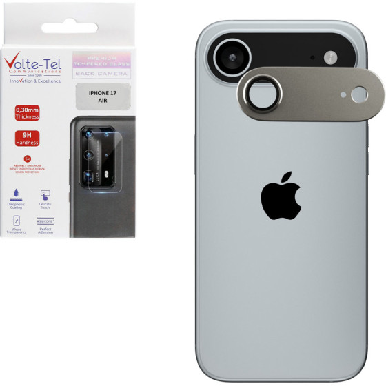 Volte-Tel Camera Glass Cover Iphone 17 Air 6.9'' 9H 0.30MM 3D Ar ALUMINIUM-Electroplating Frame GOLD