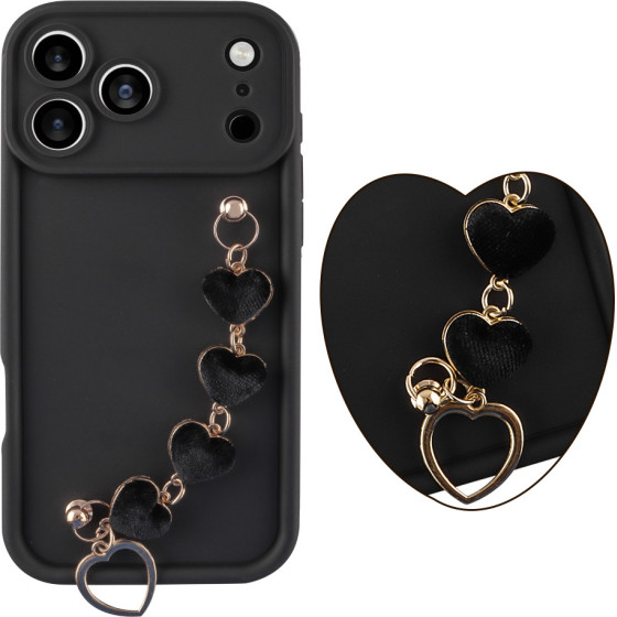 Volte-Tel ���� Iphone 17 Pro 6.3'' Silicon Tpu With Strap Full Camera Protection Black With Black HEARTS