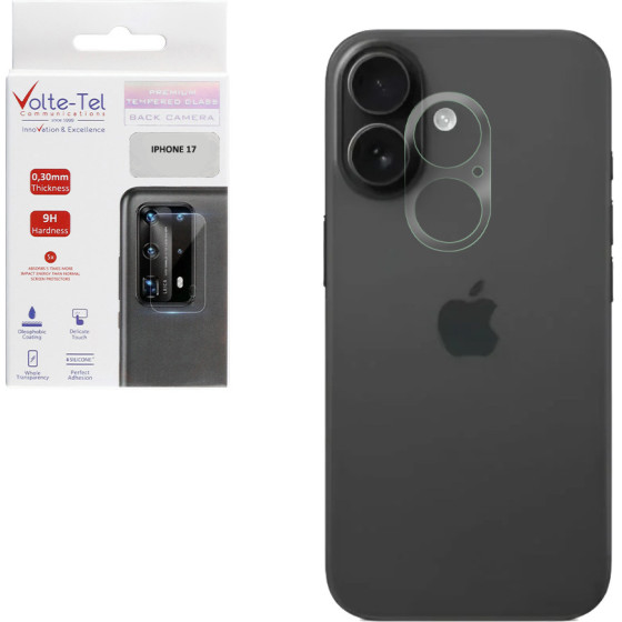 Volte-Tel Tempered Glass Iphone 17 6.3'' 9H 0.25mm 3D Curved For Camera TRANSPARENT