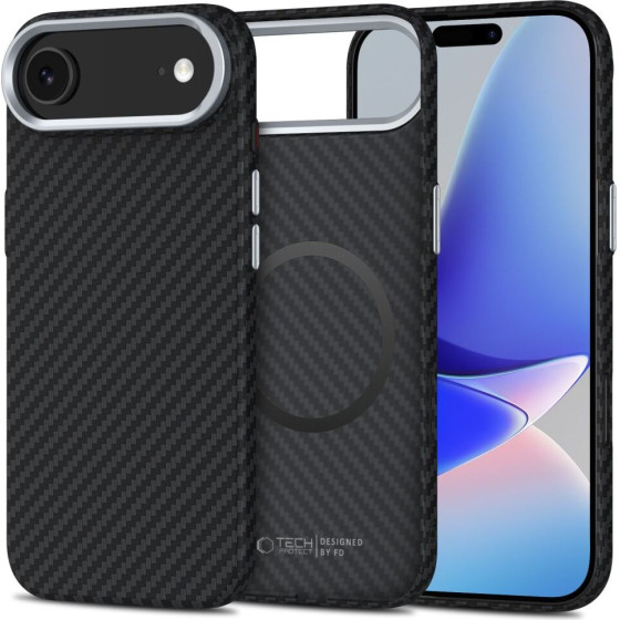 Tech-Protect Ion Carbon Magsafe Case For Iphone 17 Air - Black And Silver - (28414-0)