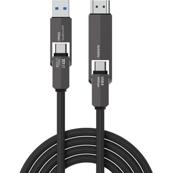 4smarts Cable ComboCord USB4 HDMI 240W 1.5m black - (549240)