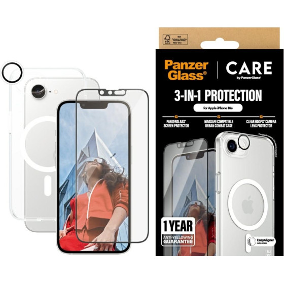 PanzerGlass Protective set CARE by Flagship 3-in-1 Case+Glass+Lens for iPhone 16e - (CRNCHNUG29845)