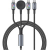 USAMS Cable Huan Series SJ754 72W USB-C to USB-C + USB-C + wireless charger for watch tarnish - (SJ754USB01)