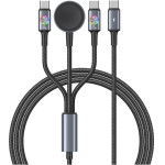 USAMS Cable Huan Series SJ754 72W USB-C to USB-C + USB-C + wireless charger for watch tarnish - (SJ754USB01)