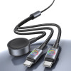 USAMS Cable Huan Series SJ754 72W USB-C to USB-C + USB-C + wireless charger for watch tarnish - (SJ754USB01)