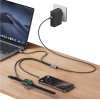 USAMS Cable Huan Series SJ754 72W USB-C to USB-C + USB-C + wireless charger for watch tarnish - (SJ754USB01)