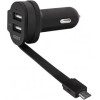 Xqisit Car charger 6A Dual USB+microUSBcar charger black - (20425)