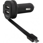 Xqisit Car charger 6A Dual USB+microUSBcar charger black - (20425)