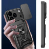 Hurtel Hybrid Armor Camshield Case for iPhone 17 Pro Max with Stand and Camera Cover - Black - (Hybrid Armor Camshield Black iPhone 17 Pro Max)