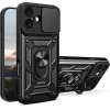 Hurtel Hybrid Armor Camshield iPhone 17 Case with Stand and Camera Cover - Black - (Hybrid Armor Camshield Black iPhone 17)