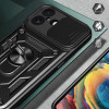 Hurtel Hybrid Armor Camshield iPhone 17 Case with Stand and Camera Cover - Black - (Hybrid Armor Camshield Black iPhone 17)